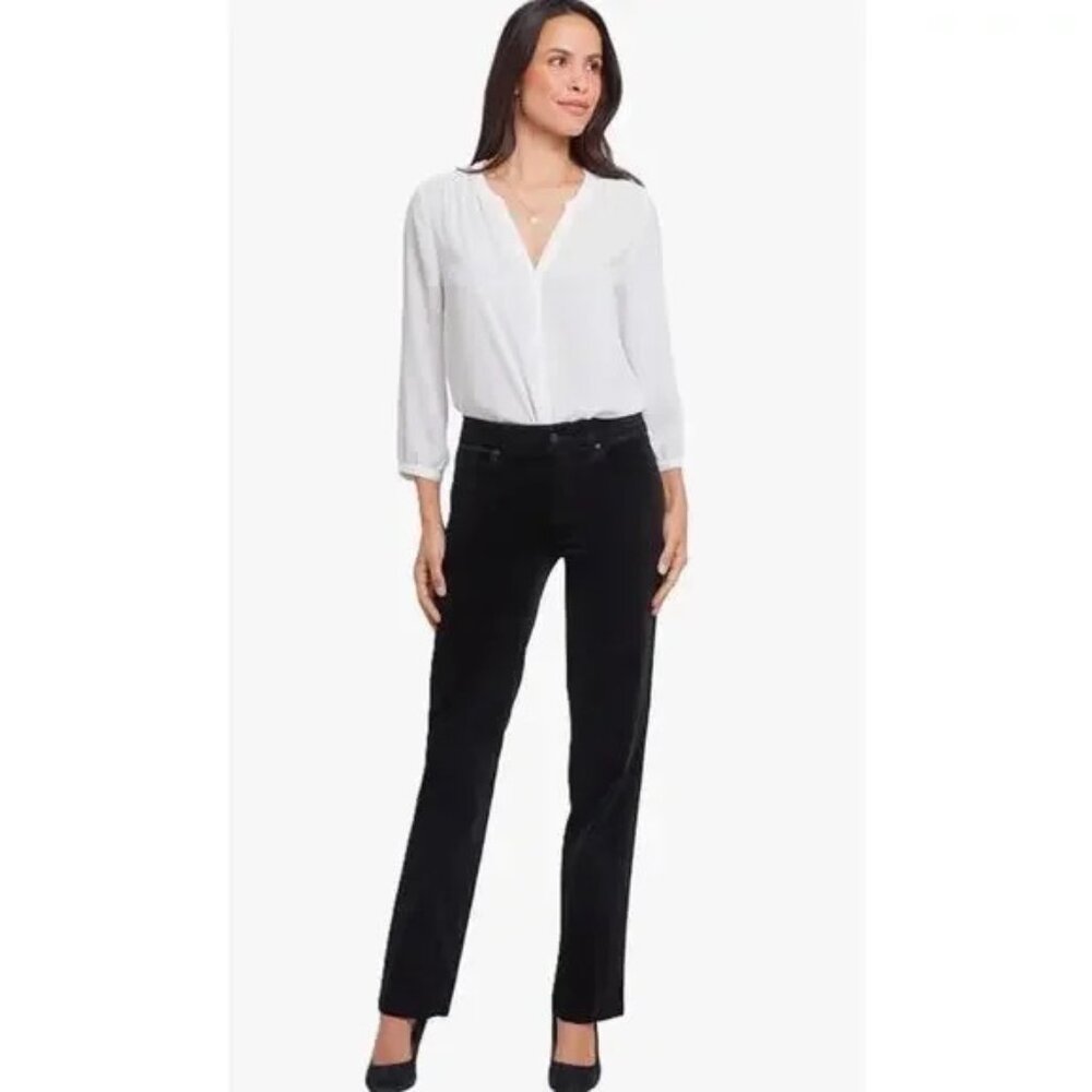 NYDJ NWT marilyn straight black velvet jeans plus size 22W high rise waist